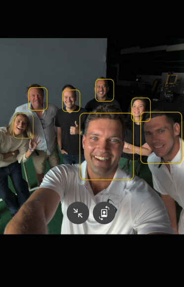 Selfie view of cricketer Alex Carey as he looks into the camera and smiles, demonstrating the high-resolution Center Stage front camera on iPhone 17 Pro.