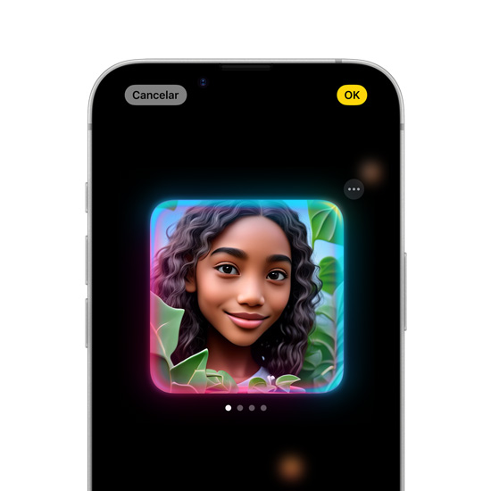Tela do iPhone 16e mostra o app Image Playground.