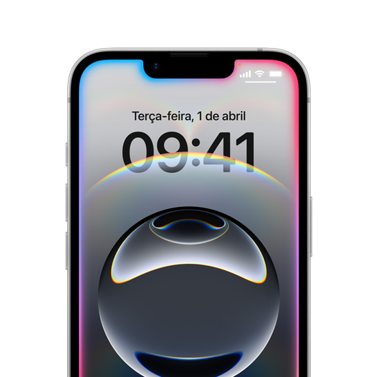 iPhone 16e apresentando bordas brilhantes e coloridas ao redor da Tela Bloqueada.