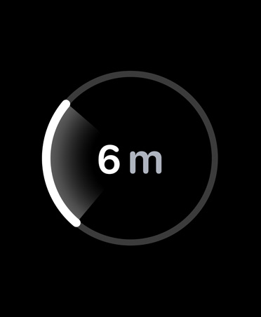 Rastreo Preciso, una barra de progreso blanca rodea la distancia estimada hasta un iPhone