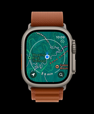 Apple Watch Ultra 3, color natural, caja de titanio, mapa sin conexión, indicaciones, correa Alpine color terracota