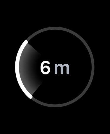 Búsqueda de Precisión, la barra de progreso blanca rodea la distancia estimada hasta el iPhone perdido