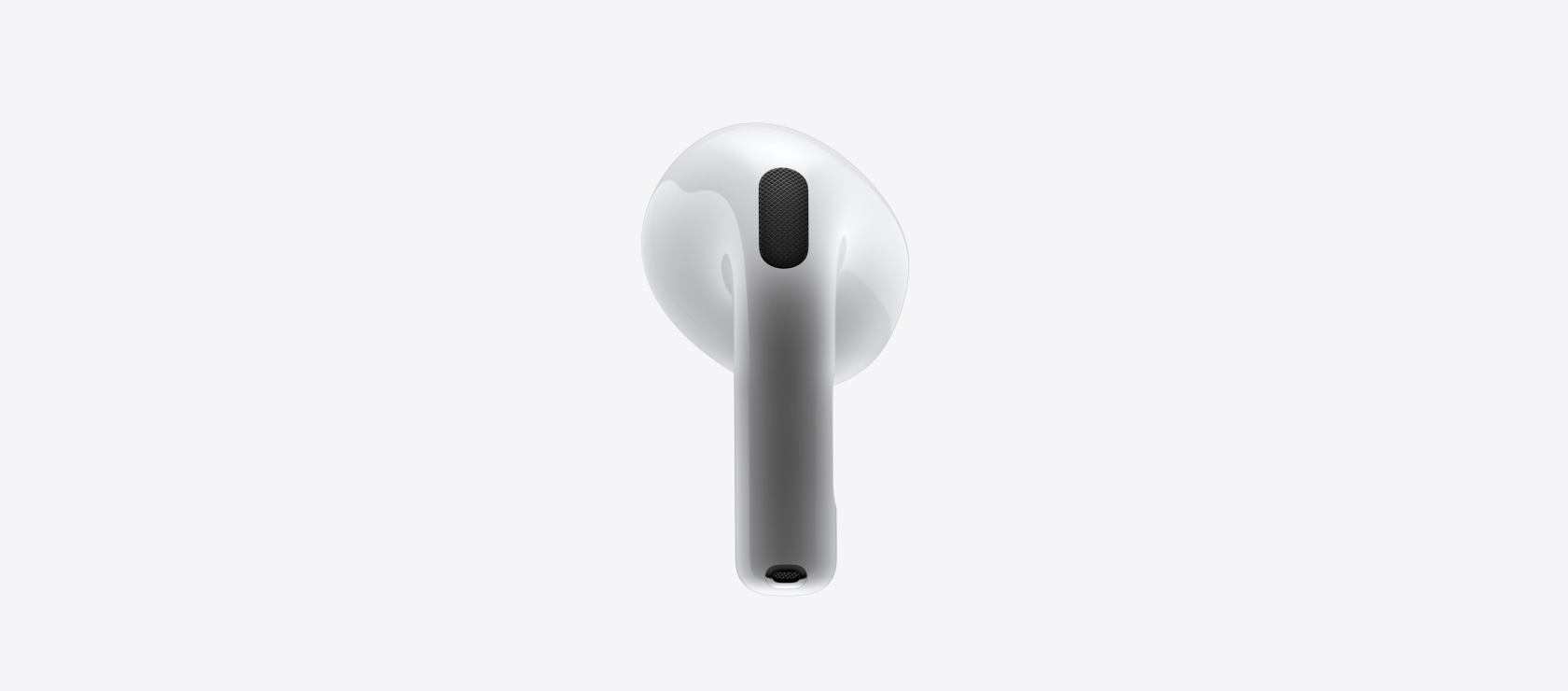 Close‑up van AirPods 4, voor- en achteraanzicht.