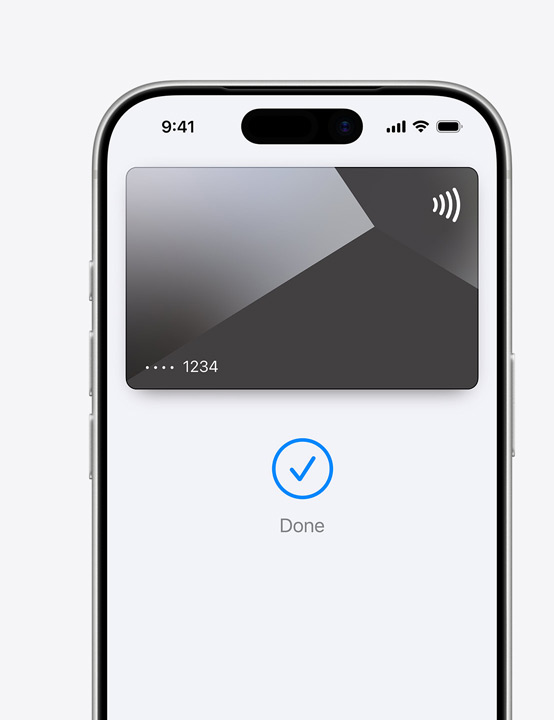 Teil eines iPhone Displays, das die Verwendung einer Mastercard in Apple Pay zeigt