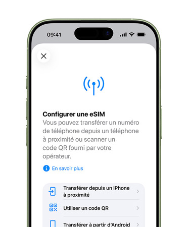 iPhone Air, face avant, fonctionnalité Activer le forfait cellulaire en cours d’utilisation