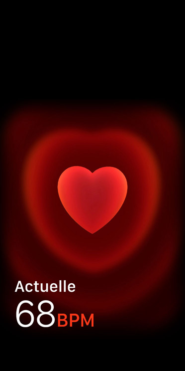 App Fréquence cardiaque, battements par minute actuellement à 68