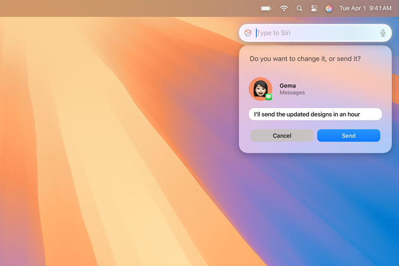 여러 PDF 파일 병합 방법에 대해 사용자가 찾고 있던 정보를 Siri가 텍스트 팝업으로 띄워준 모습.