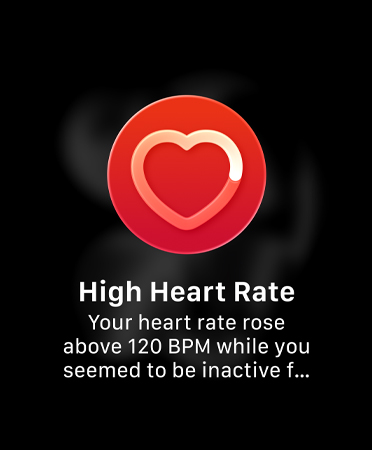 Heart rate notification, red circle, centered heart icon