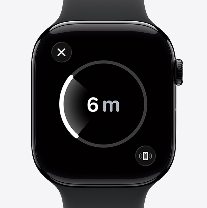 Apple Watch Series 11, aluminium case, polished Jet Black colour, Precision Finding screen, estimated distance to lost phone, Sport Band, black colour
