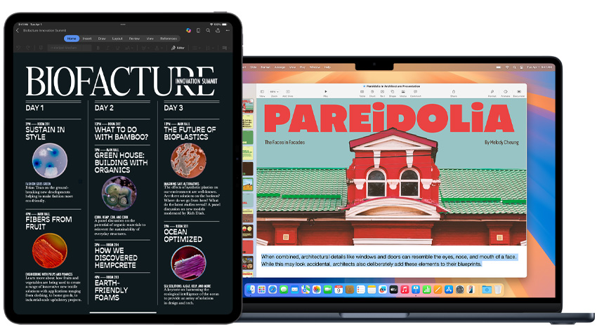 iPad 和 MacBook 螢幕上顯示不同的學校作業
