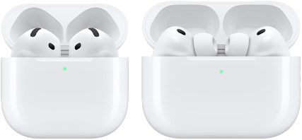 AirPods 4 a AirPods Pro 3 s otevřenými víčky pouzder