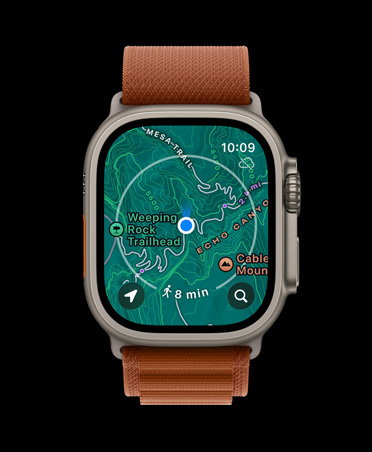 Apple Watch Ultra 3, natural colour, titanium case, offline map, upcoming directions, strap, terracotta Alpine Loop