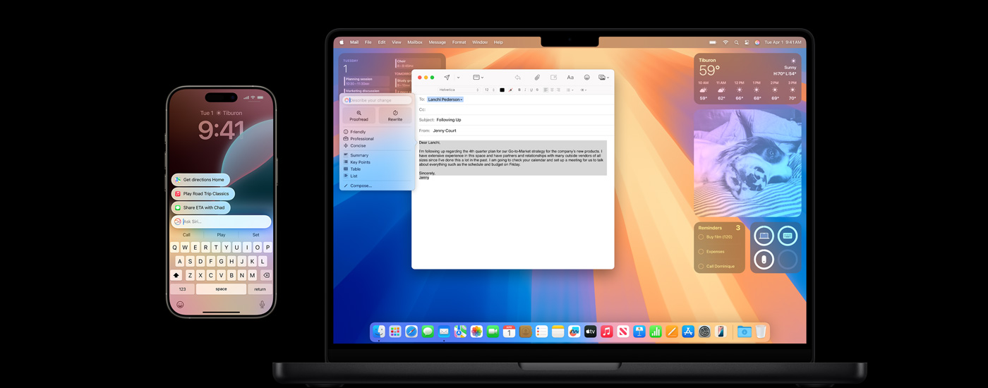 Apple Intelligence visas på en iPhone och en Mac.