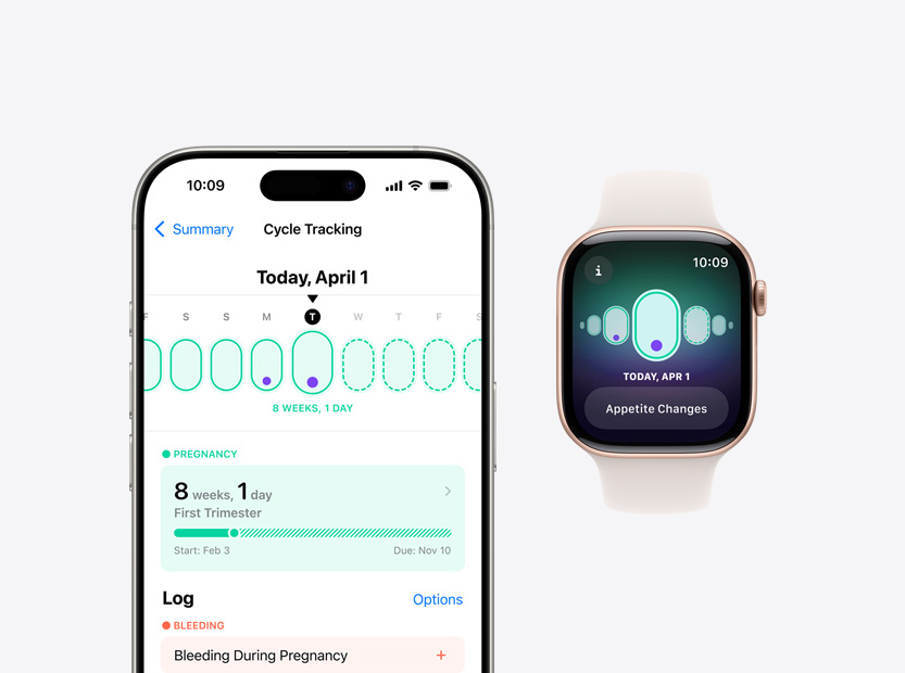 Software Acompanhamento de Ciclo no iPhone e Apple Watch.