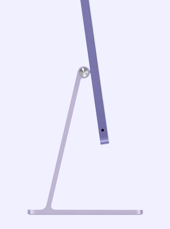 صورة جانبية لجهاز iMac باللون الليلكي