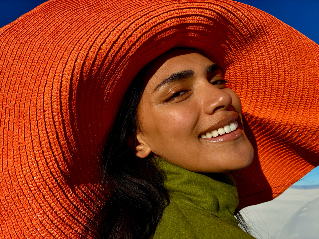 Foto van iemand die is gemaakt met de 1x zoomfunctie van de Fusion-camera.