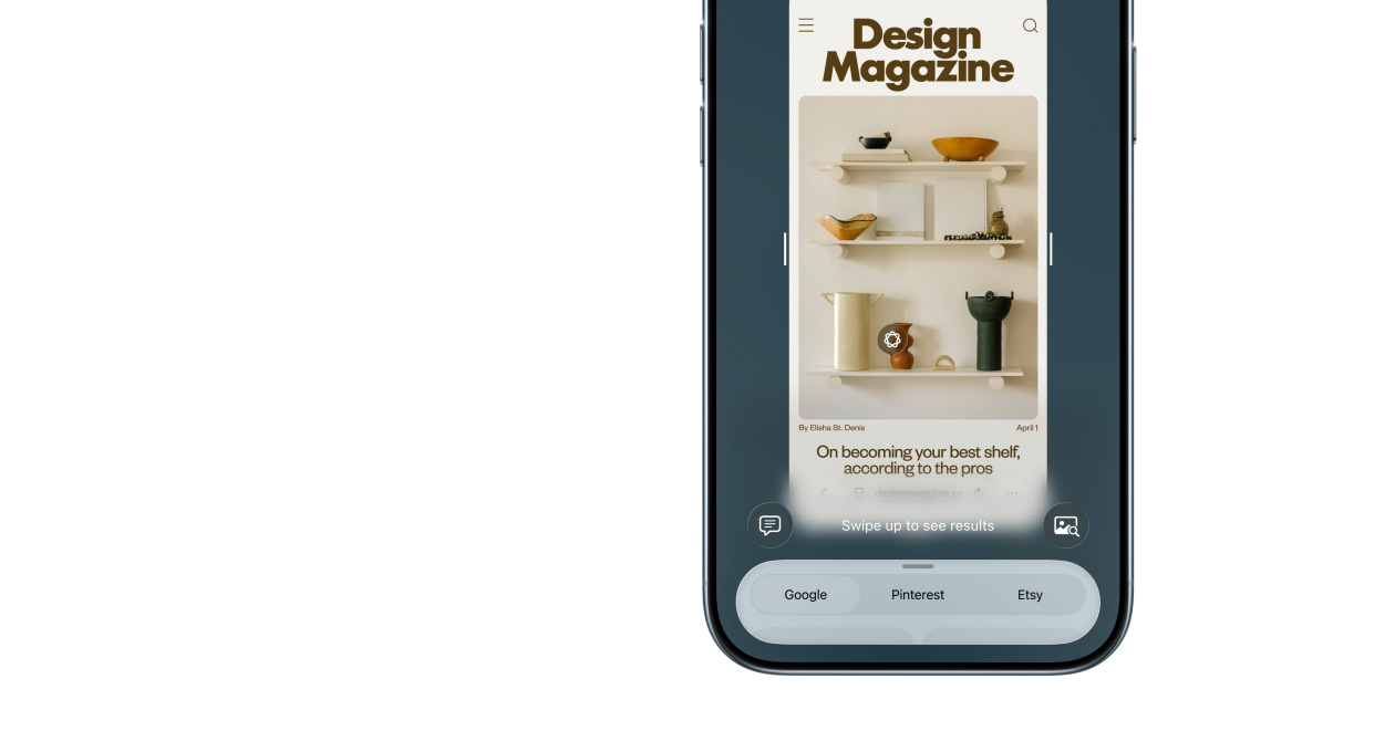 iPhone Air, priekšpuses skats, vizuālā intelekta funkcija darbībā, sānu pogas