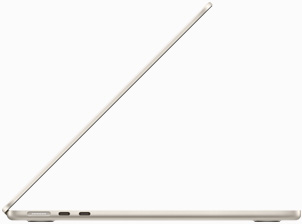 Vue de profil d’un MacBook Air comète