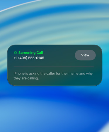 Call Screening showing Screening New Caller notification