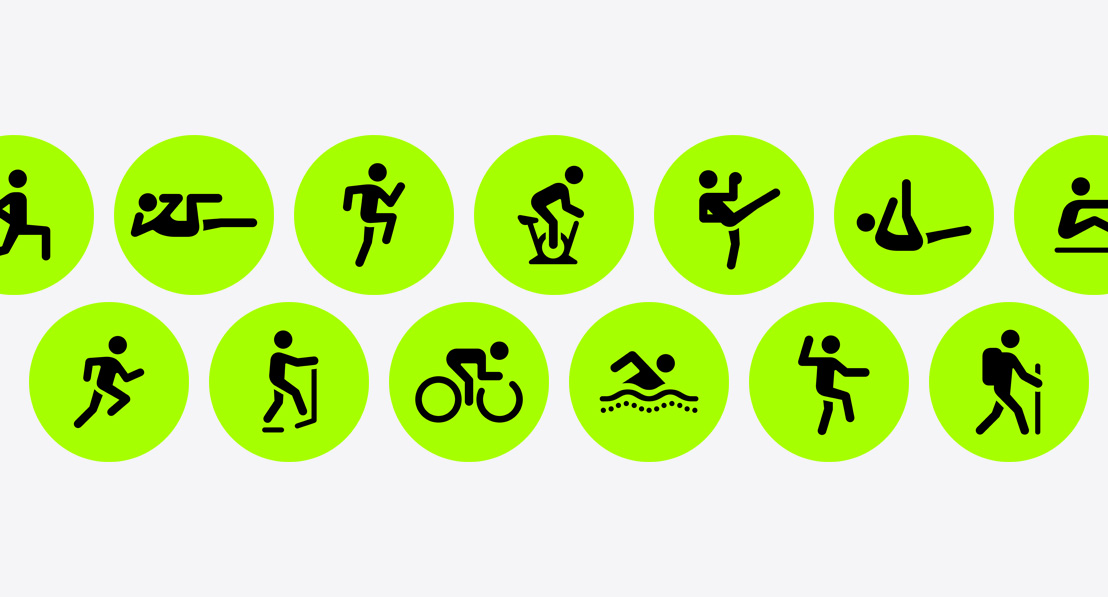 Workout icons for available workouts in Workout app