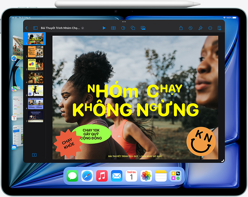 iPad Air hiển thị cách tính năng Quản Lý Màn Hình giúp thực hiện đa nhiệm